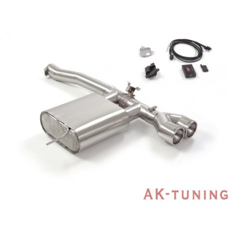 Mini F56 - Cooper S 2.0 (192hk) 2014 - - Rostfritt bakre ljuddämpare med runda ändrör 2x102 mm\r med integrated elektriskt av...