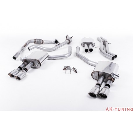 Audi S4 3.0T V6 - Cat-back (resonated) mer dämpad - Quad Polished Oval ändrör | SSXAU648