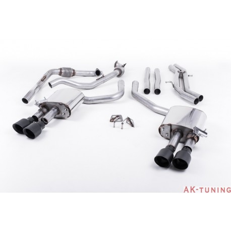 Audi S4 3.0T V6 - Cat-back (non-resonated) mindre dämpad - Quad GT-100 Cerakote Black ändrör | SSXAU651