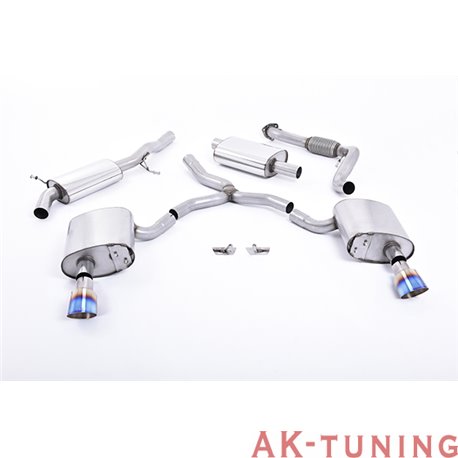 Audi A4 2.0 TFSI B9 Quattro Sedan Cat-back - Resonated (mer dämpad) med Dual GT-100 Burnt Titanium ändrör | SSXAU610